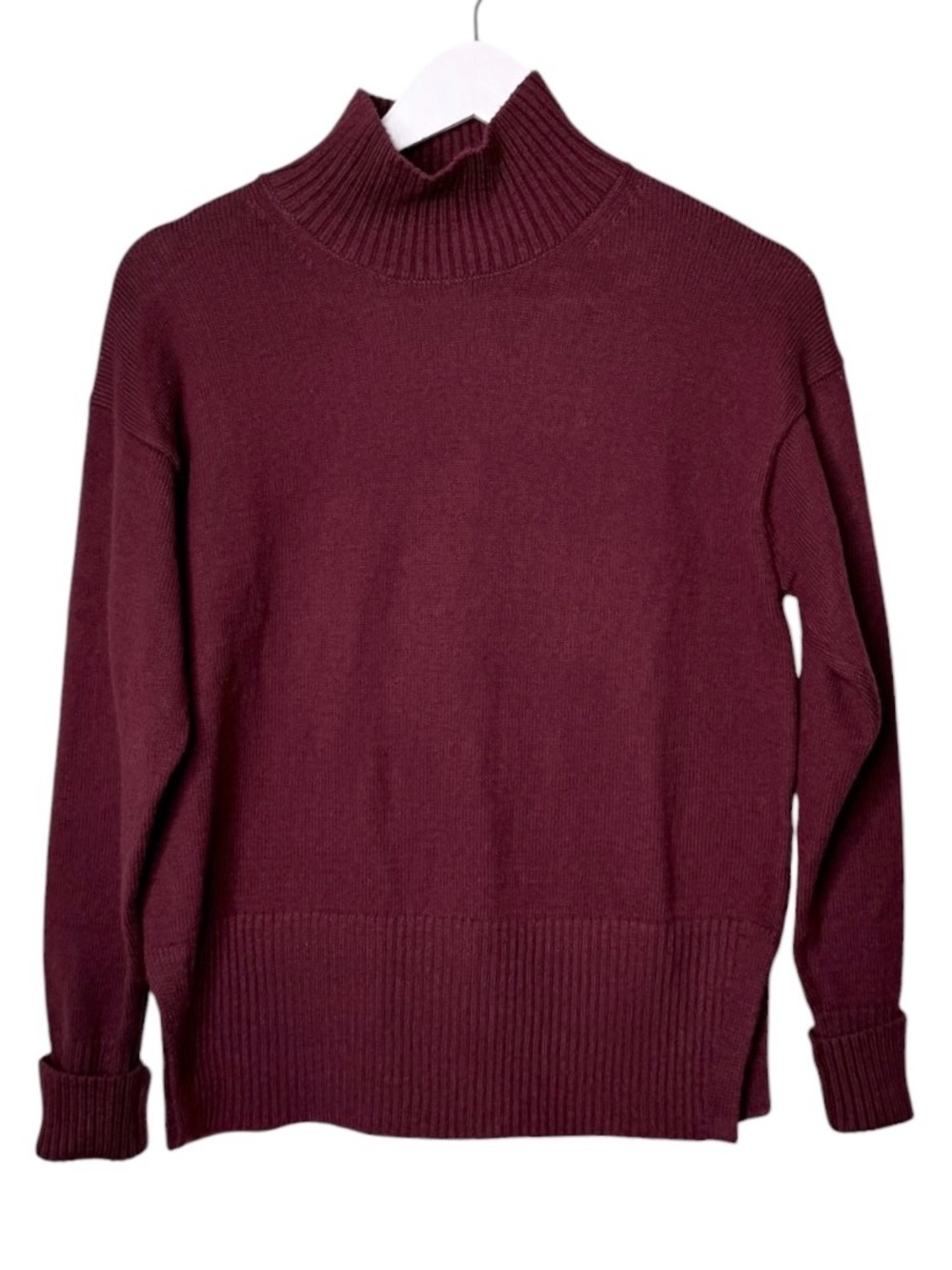 NWT Banana Republic Factory Wool Mock Neck Pullover Sweater Red Burgundy Size XS